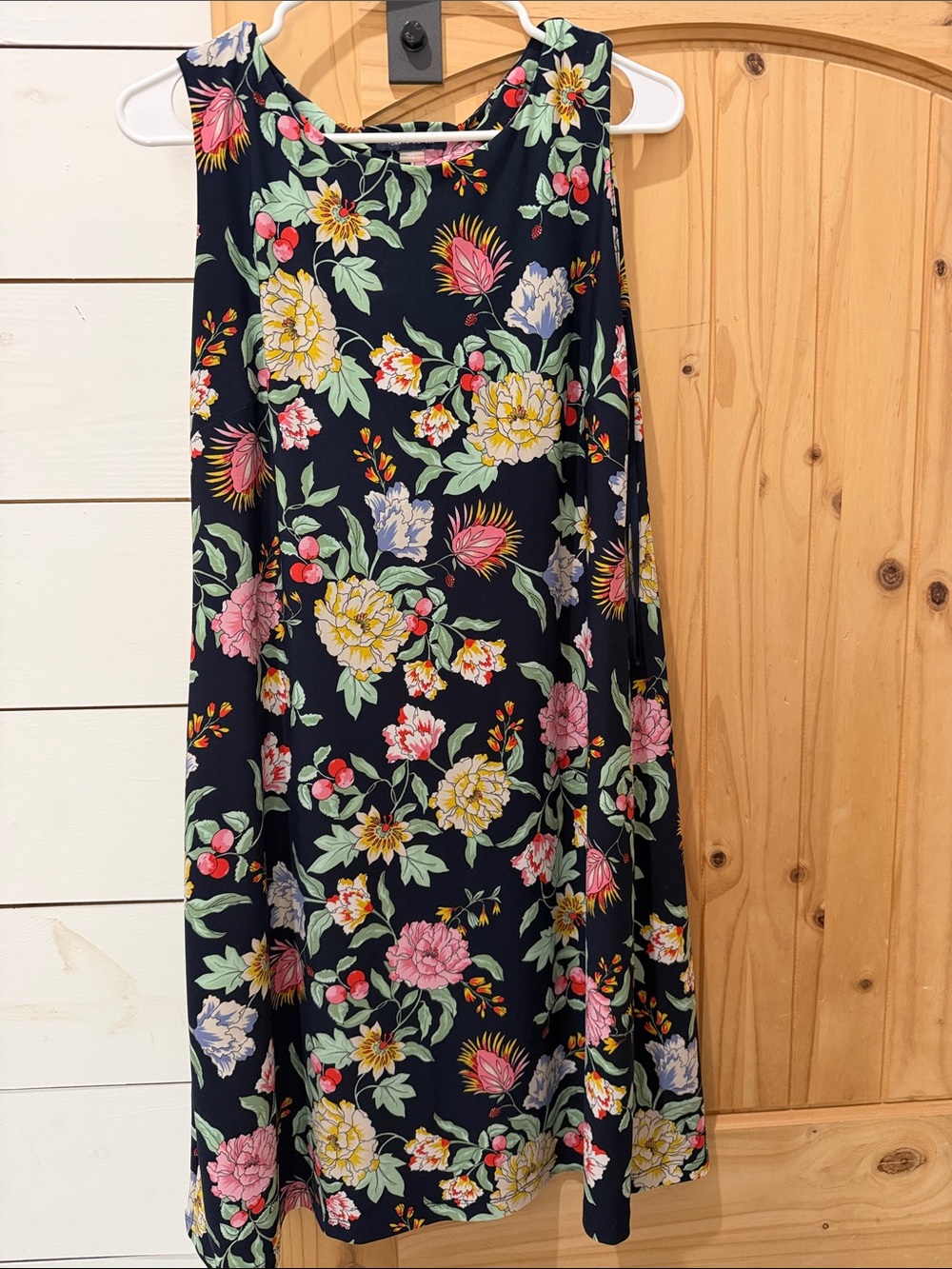 Tommy Hilfiger Floral A-Line dress in Navy with Multicolor Blooms